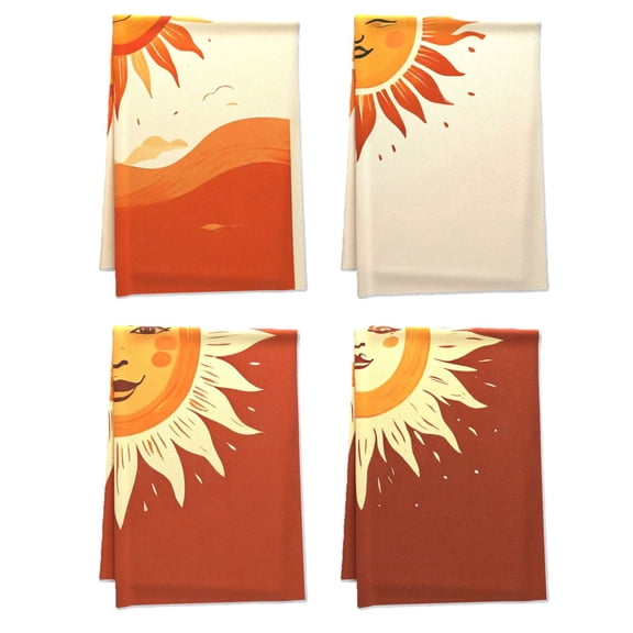 Boho Decorative Hand Towels, Cute Boho Decorative Hand Towels, Durable Abstract Sun Shine Ray Dish Cloth and Towel Sets, Deco for Dressing Room Bathroom Car Farmhouse Indoor (4Pcs 16x24inch)
