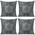 thumbnail image 1 of Boho Decorative Linen Turquoise Carpet Pattern Ethnic Design Throw Pillow Covers 18 X 18 Inch, Set Of 4, Linen Study Sofa Cushion Cover Indoor Living Room Home Decor, 1 of 6