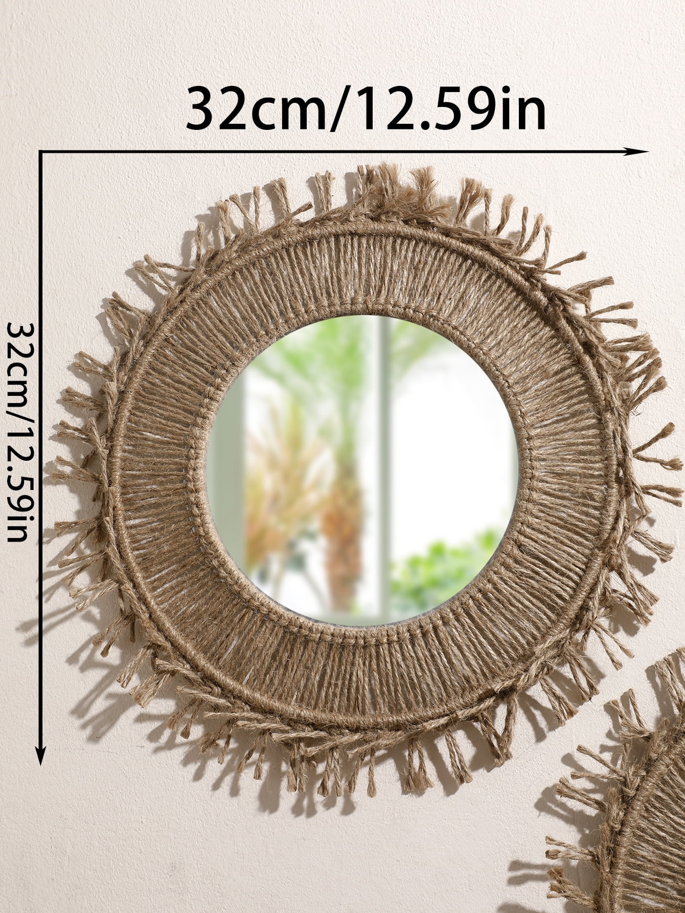 Boho Decorative Mirrors Macrame Round Mirror Aesthetic Room Decor Hanging Wall Mirror for ...