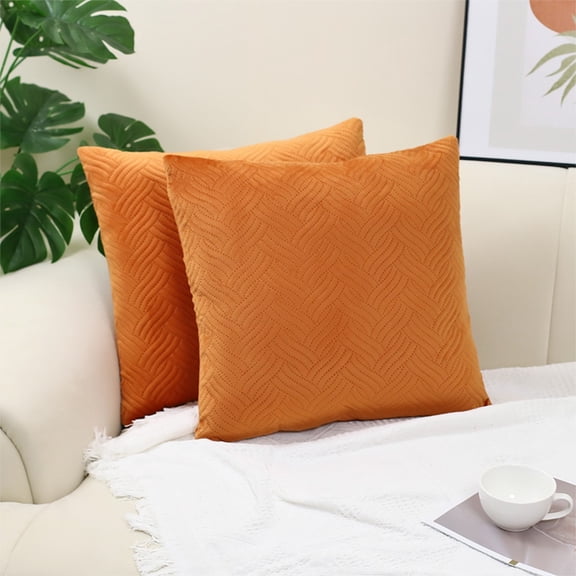 Boho Decorative Pillow Cover - 17.7" x 17.7" - Soft Swan'S down Cushion, Quilted, Contemporary, Hidden Zip Closure, Orange, JASKFLY