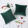 thumbnail image 1 of Boho Decorative Soft Velvet Throw Pillow Covers with Tassels Solid Cushion Case for Couch Bed Sofa, Green, 18x18 inch, 2 Packs, 1 of 6