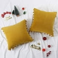 thumbnail image 1 of Boho Decorative Soft Velvet Throw Pillow Covers with Tassels Solid Cushion Case for Couch Bed Sofa, Yellow, 16x16 inch, 2 Packs, 1 of 6