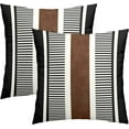 thumbnail image 1 of Boho Decorative Throw Pillow Covers 18x18 Inch Black White Brown Stripe Pillow Covers Set of 2 Farmhouse Rustic Decorative Pillows Modern Geometric Pillow Cases for Couch Decor, 1 of 6