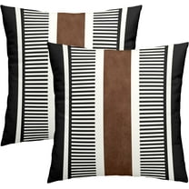 Boho Decorative Throw Pillow Covers 18x18 Inch Black White Brown Stripe Pillow Covers Set of 2 Farmhouse Rustic Decorative Pillows Modern Geometric Pillow Cases for Couch Decor
