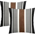 thumbnail image 1 of Boho Decorative Throw Pillow Covers 20x20 Inch Black White Brown Stripe Pillow Covers Set of 2 Farmhouse Rustic Decorative Pillows Modern Geometric Pillow Cases for Couch Decor, 1 of 6