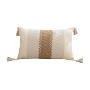 Boho Decorative Throw Pillow with Handmade Tassels, Soft Embroidery Accent Cushion for Couch Sofa Bedroom Car Living Room