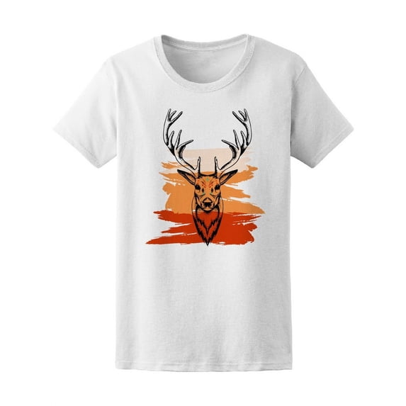 Boho Deer Tattoo Style T-Shirt Women -Image by Shutterstock, Female Small