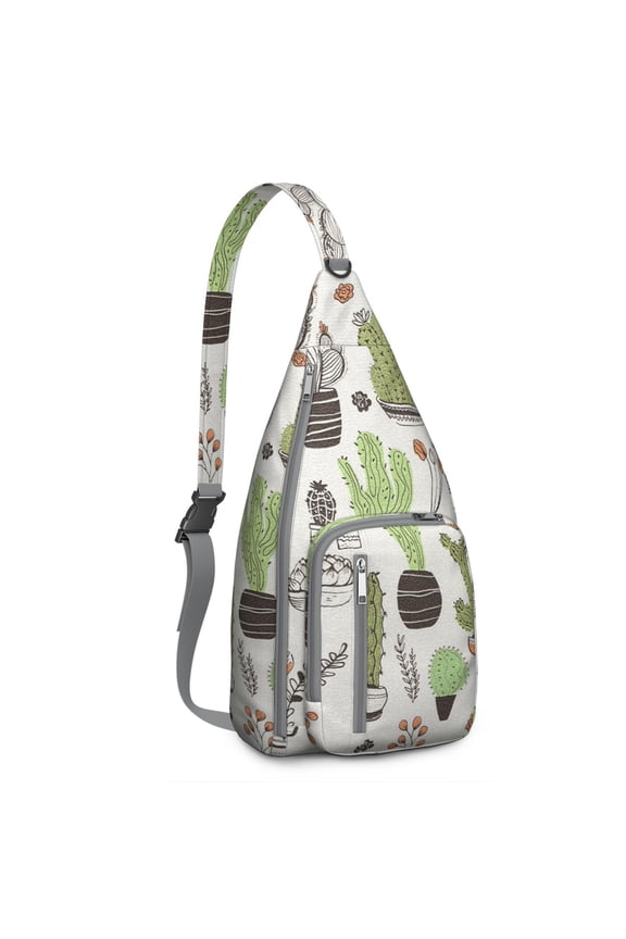 Boho Desert Sling Pack - Woven Inspired Cactus Design, Multi-Functional Travel Bag