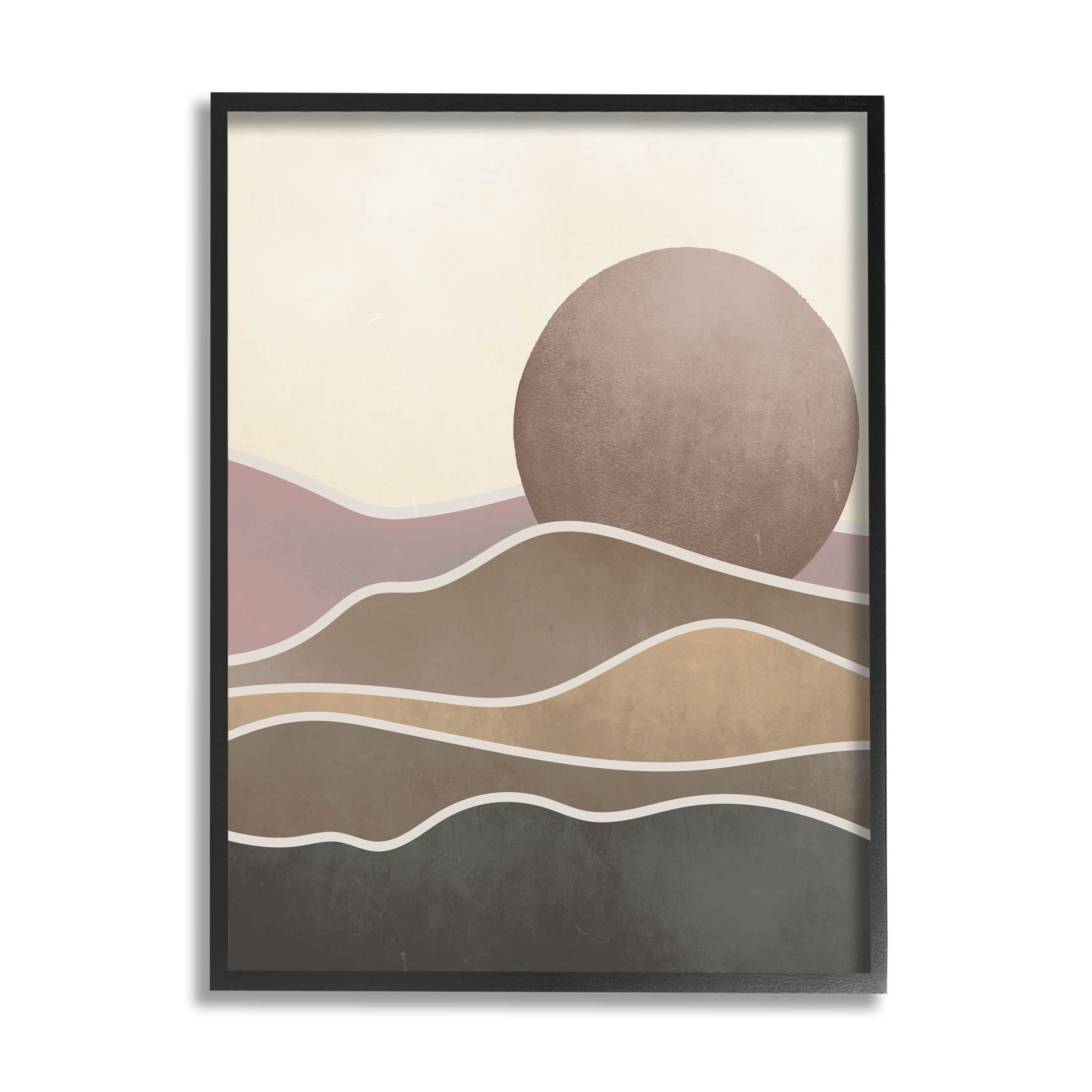 Boho Desert Sun Dunes Modern Landscape Graphic Art Black Framed Art Print Wall Art
