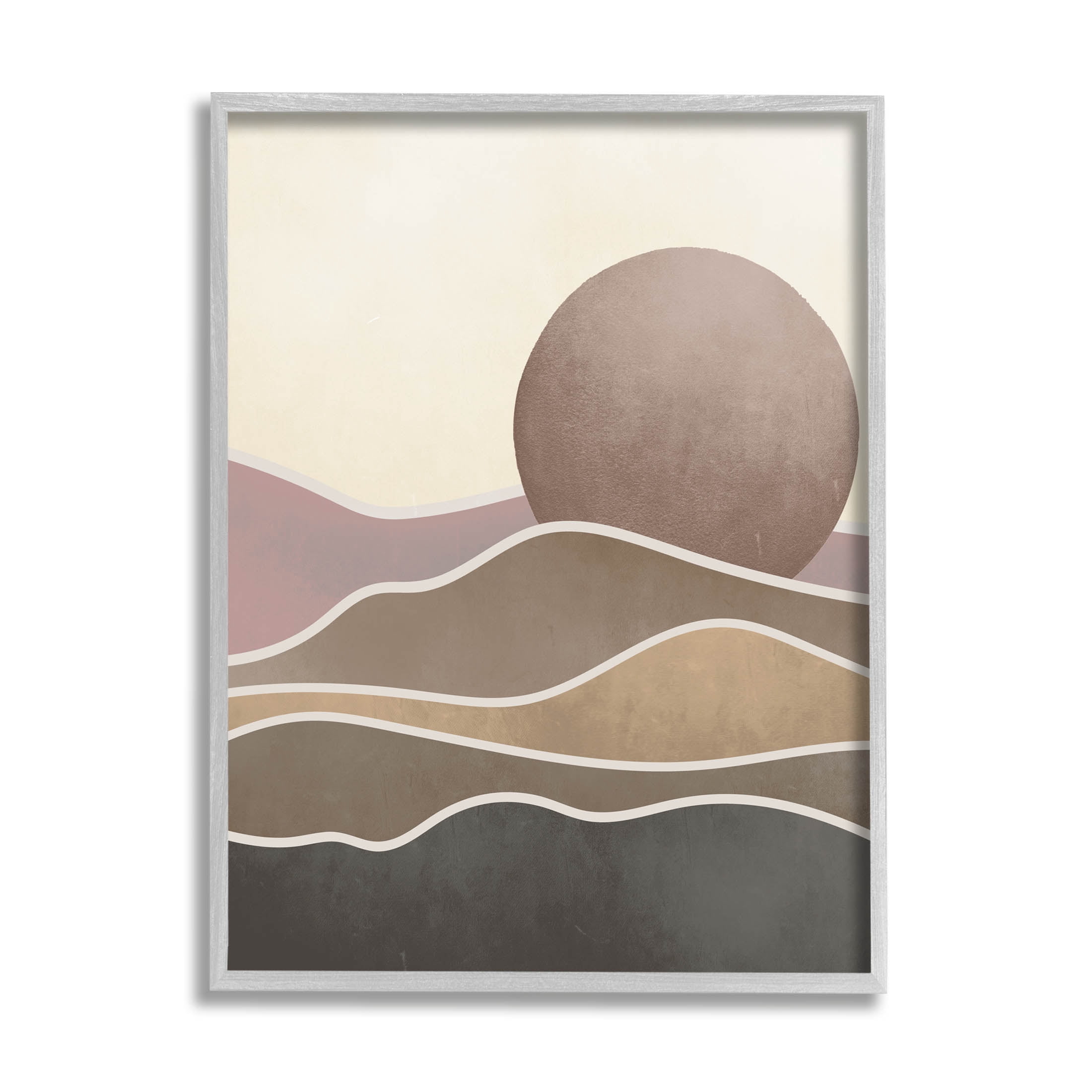 Boho Desert Sun Dunes Modern Landscape Graphic Art Gray Framed Art Print Wall Art
