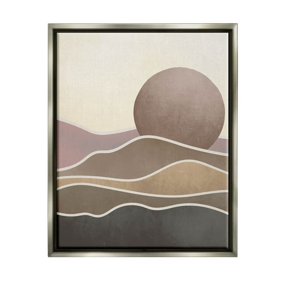 Boho Desert Sun Dunes Modern Landscape Graphic Art Luster Gray Framed Art Print Wall Art