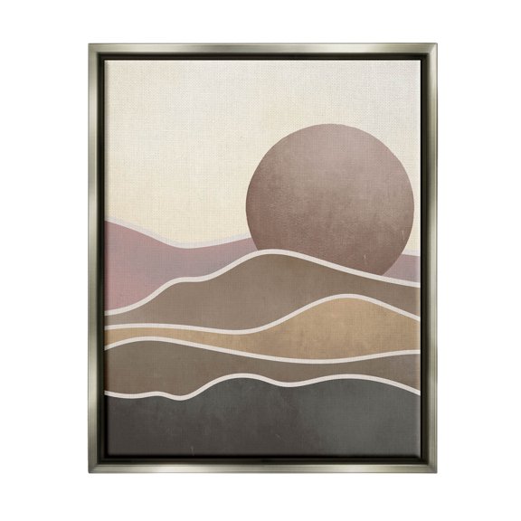 Boho Desert Sun Dunes Modern Landscape Graphic Art Luster Gray Framed Art Print Wall Art