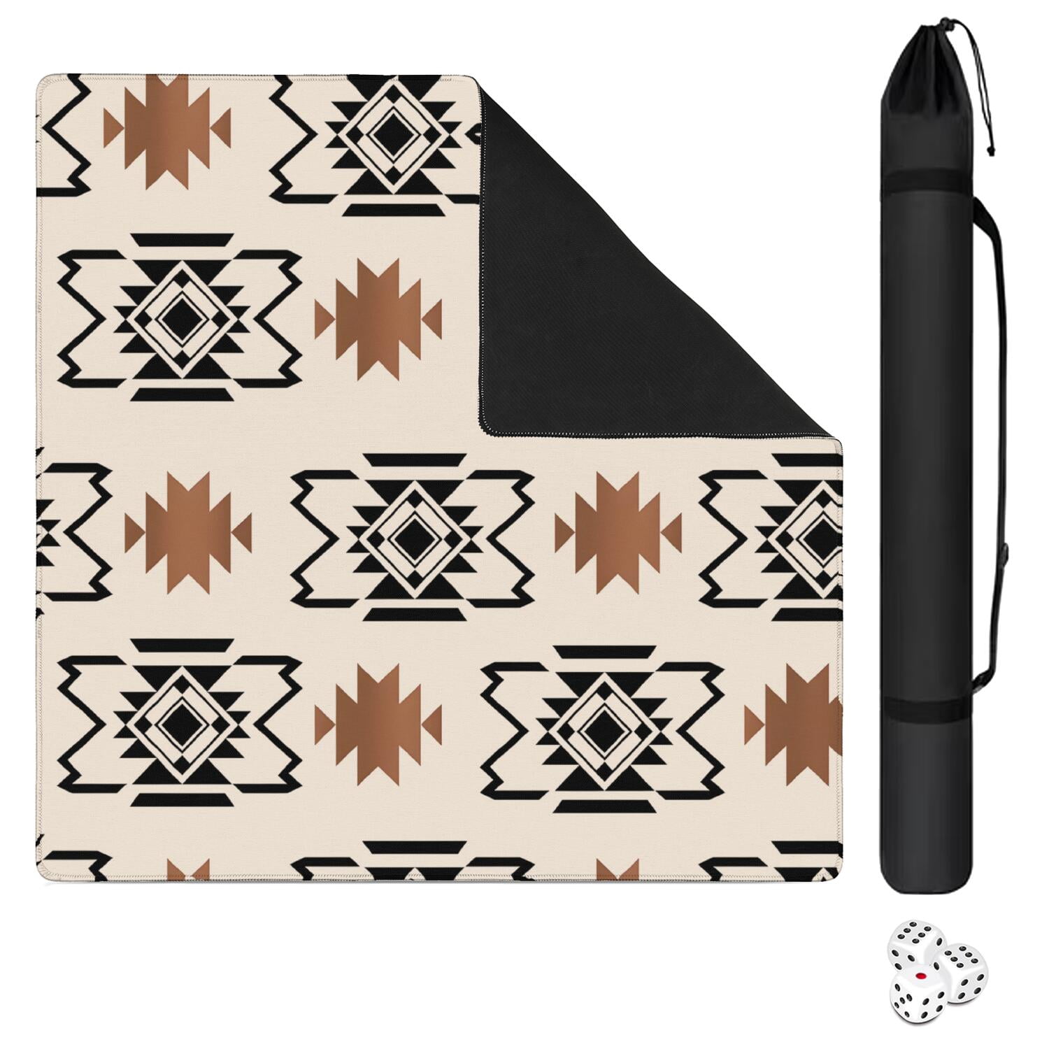 Boho Design Extra Large Rubber Game Pad 31.5x31.5 Inch Mahjong Table Mat with Anti-Slip Backing and Quiet Surface for Playing Tiles Cards and Entertainment