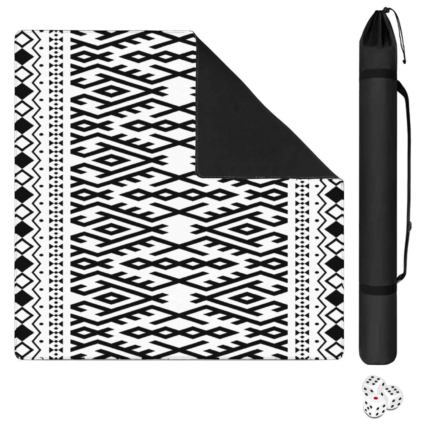 Boho Design Extra Large Rubber Game Pad 31.5x31.5 Inch Mahjong Table Mat with Anti-Slip Backing and Quiet Surface for Playing Tiles Cards and Entertainment