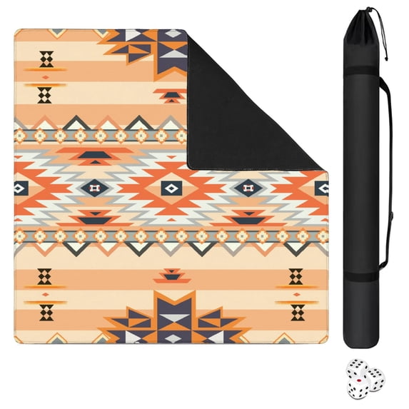 Boho Design Extra Large Rubber Playing Pad 31.5 Inch Square Mahjong Table Mat Features Non-Slip Grip and Noise Reducing Properties for Tiles and Cards