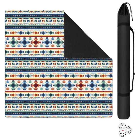 Boho Design Multi-Purpose Rubber Pad for Game Tables 31.5x31.5 Inch Large Mahjong Mat with Anti-Slip Grip and Quiet Surface for Tiles and Cards