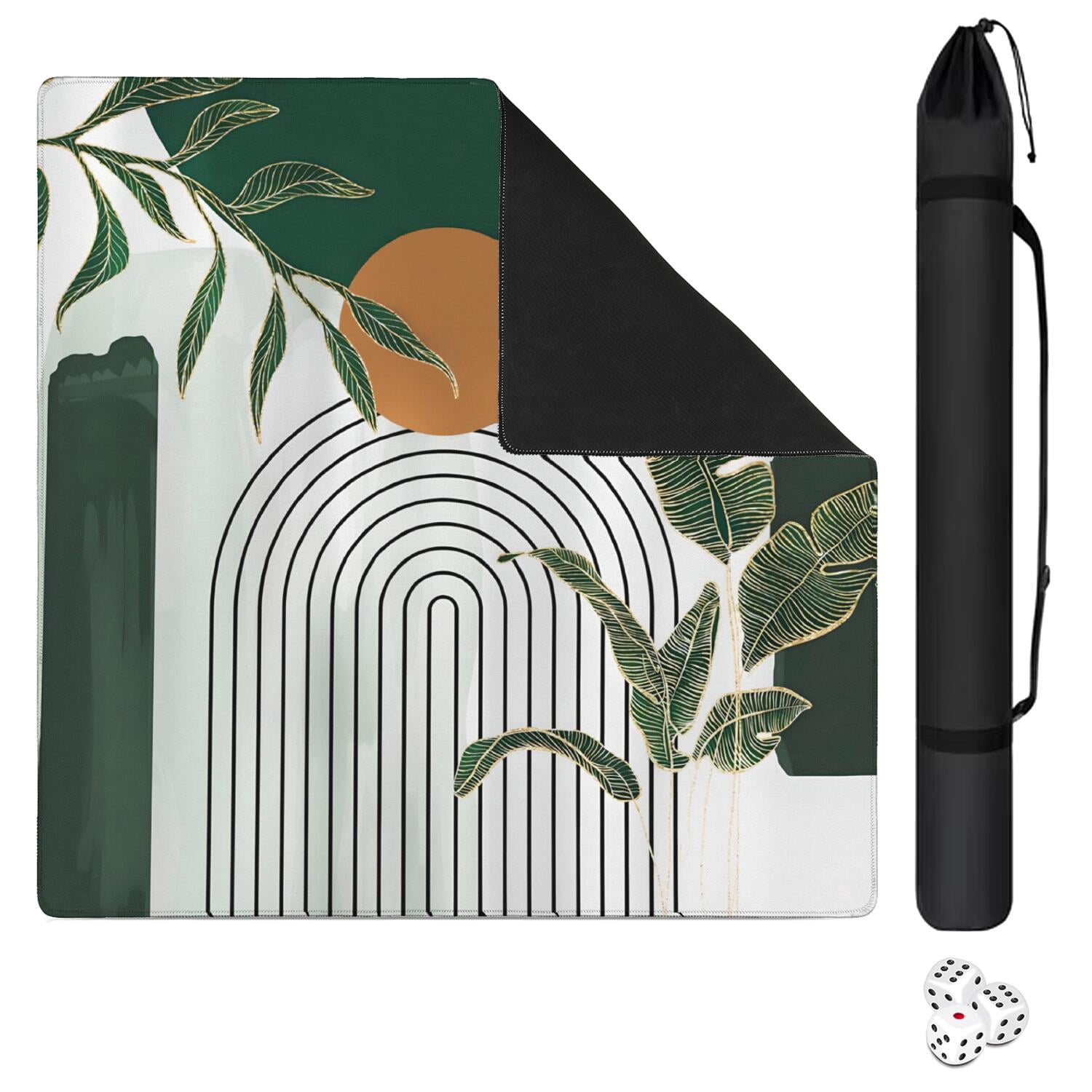 Boho Design Non-Slip Rubber Game Table Mat 31.5x31.5 Inch Extra Large Mahjong Surface with Quiet Texture for Card Games Board Games and Game Nights