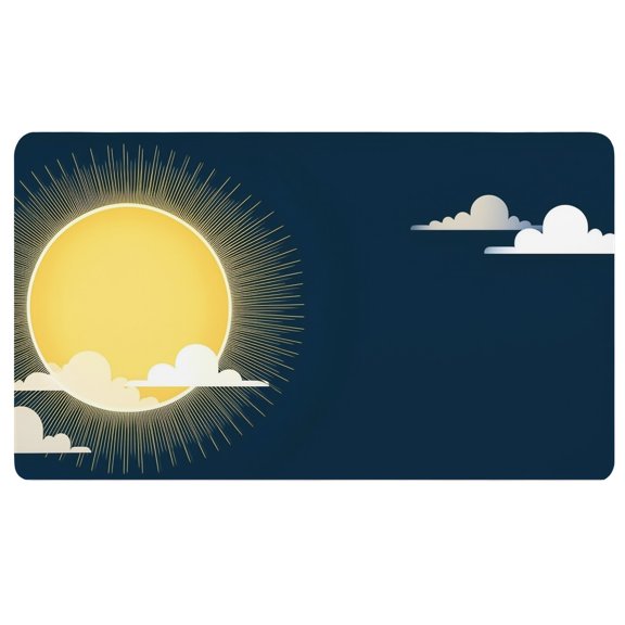 Boho Desk Mat,A sun with rays and clouds in the sky,Extended Mouse Mat,Nonslip Desk Mat,Mouse Pad Women,Office Gift