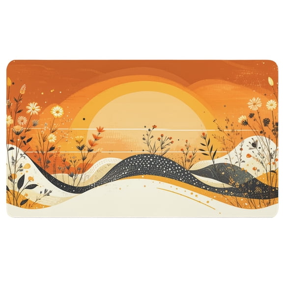 Boho Desk Mat,An illustration of a sunset with flowers in the foreground,24 x 14 Inch Mouse Pad,Soft Mouse Pad,Desktop Mousepad,Desk Things