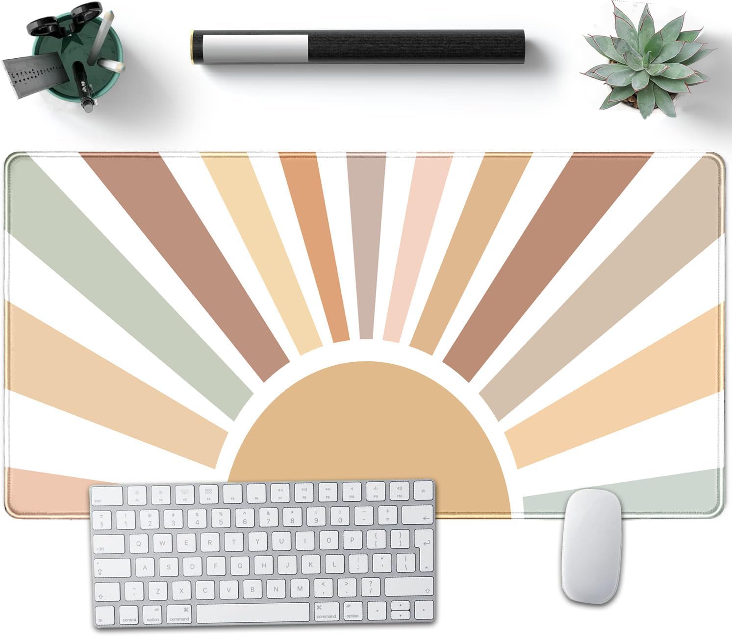 Boho Desk Mat, Sunshine Large Mouse Pad, XXL Mousepad Long Laptop Keyboard Mat, 31.5 X15.7, Stitched Edges