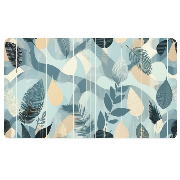 Boho Desk Mat,a pattern of leaves on a blue background Extended Mouse Pad for Desk,Desk Mat Cloth,Mat for Computer Desk,Cute Desk Decor