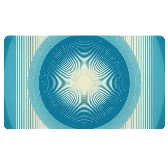 Boho Desk Pad,A blue and white circular pattern on a striped background,Extended Mouse Pad Large,Desk Mat Cloth,Computer Mat Cute,Desktop Decor