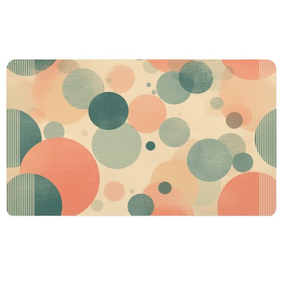 Boho Desk Pad,A pattern of circles and stripes on a beige background,Large Desk Mouse Pad Desktop Mat,Desk Mat Cloth,Desktop Mat for Keyboard and Mouse,Cottagecore Desk Accessories