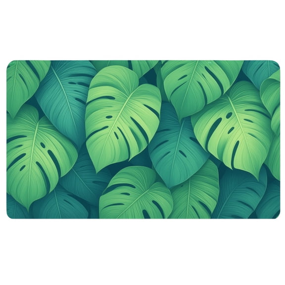 Boho Desk Pad,a bunch of green leaves that are on a wall 24 Inch Mouse Pad,Non Slip Mouse Pad,Computer Desk Pad Mat,Desk Accessories for Teachers
