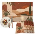 thumbnail image 1 of Boho Dessert Placemats Set of 4, Vintage Abstract Bohemian Moon Archway Washable Wipeable Table Mats for Dining Tables, Indoor Outdoor Kitchen Place Mats for Holiday Party Table Decor, 1 of 9