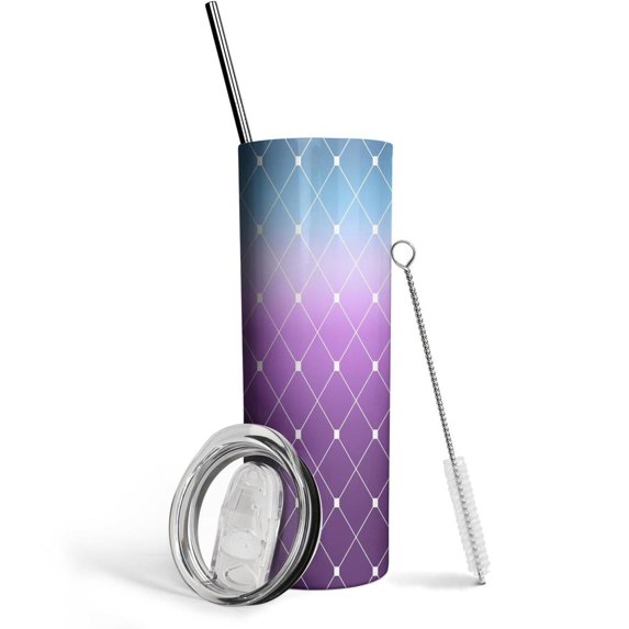 Boho Diamond Check Skinny Tumbler 20oz - Double Wall Vacuum Insulated Tumbler- Birthday Gifts for Mom Sister Friends Women