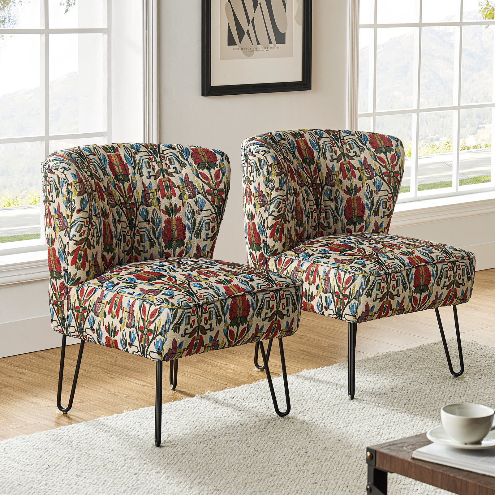 Ottoman Printed Club Chair Belleze Printed Accent Chair With