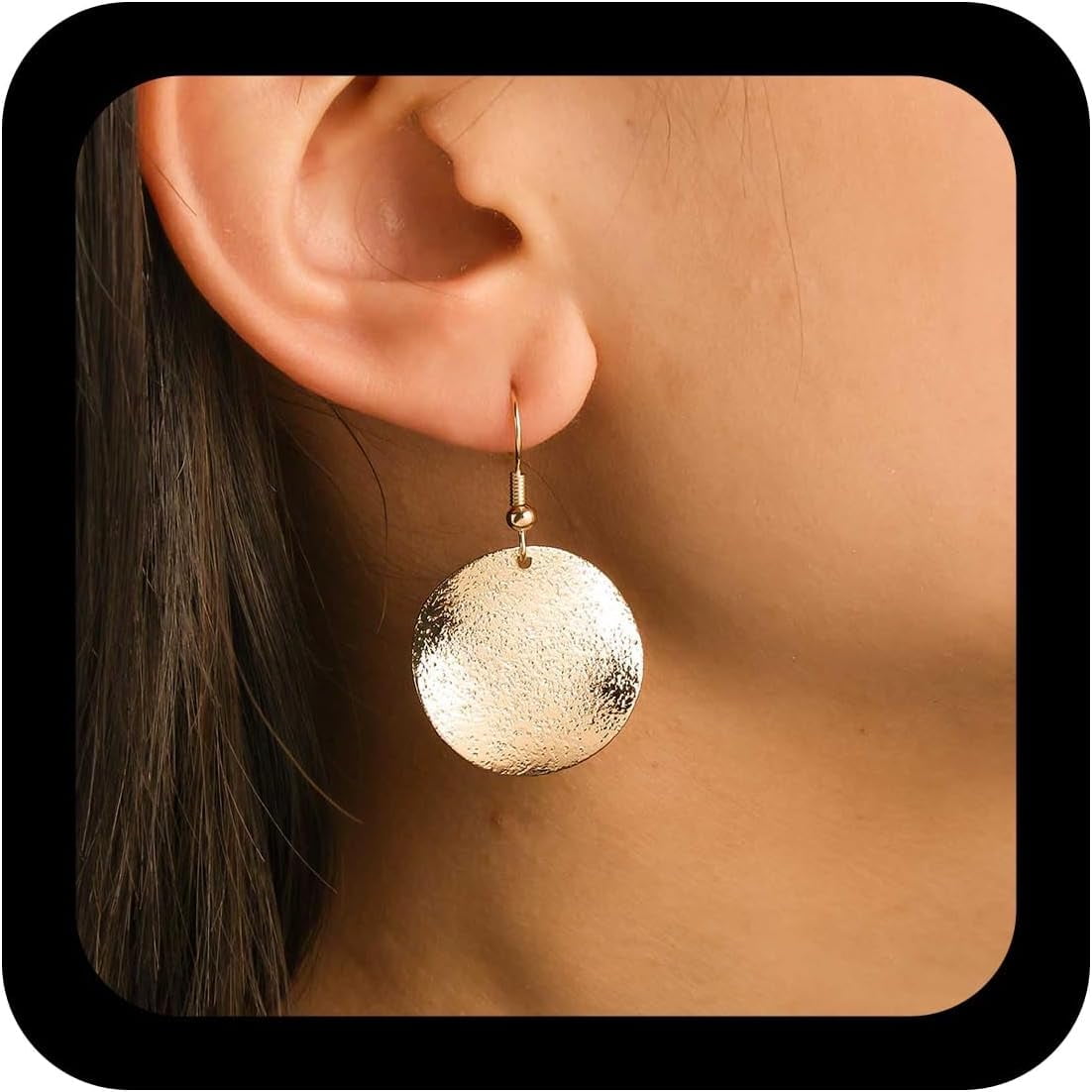 Boho Disc Dangle Earrings Gold Hammered Coin Drop Earring Vintage Disc Circle Earrings Coin Circle Hook Earring Jewelry suitable for Women[i072]