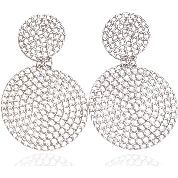 Boho Disc Earrings for Women,Vintage Large hollow out Texture Round Disc Drop Earring Retro Dangling Stud Hook Party Ear Jewelry Gift[z678]