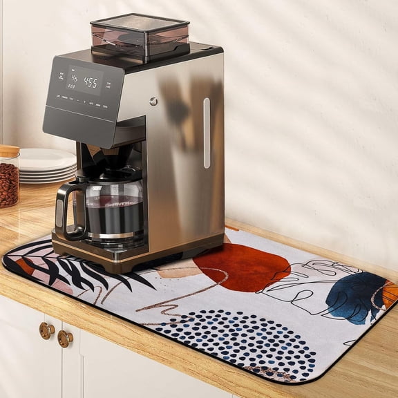 Boho Dish Drying Mat,Fast Absorbent Drying Mat,Non-slip and Quick Dry Coffee Mat for Counter,Coffee bar Accessories Fit Under Coffee Maker Espresso Machine(16"x24")