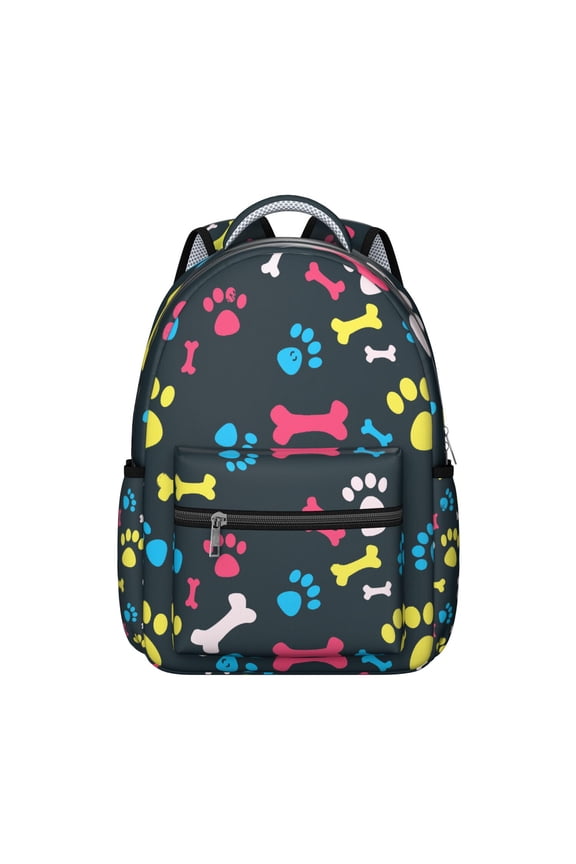 Boho Dog Aesthetic Backpack with Hand-Drawn Dog Graphics, Ethnic Patterns, and Floral Designs, Spacious and Trendy