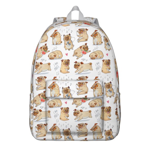 Boho Dog Aesthetic Canvas Bookbag with Dog and Hearts Pattern – Spacious Travel Backpack with Durable Oxford Material and Anti-theft Features for Students, Travelers, and Pet Lovers