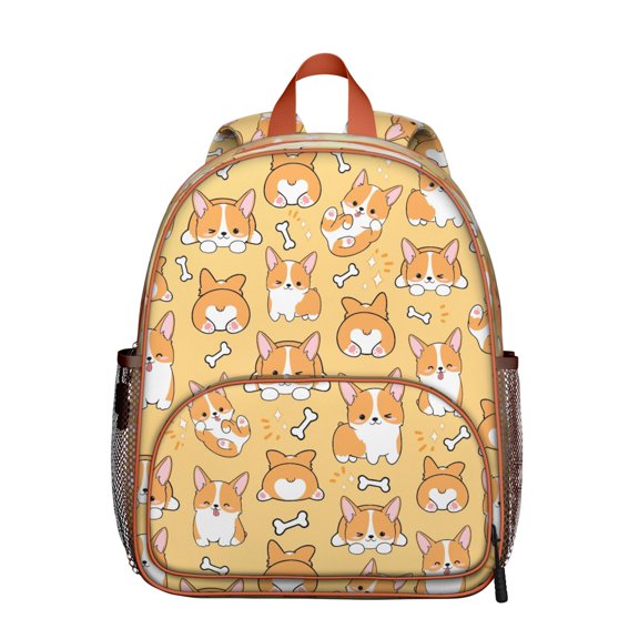 Boho Dog Aesthetic Student Backpack – Adorable Puppy Paw Print with Bone and Tail Cartoon Design, Artistic Watercolor Style for School