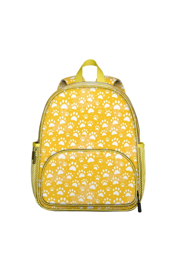 Boho Dog Aesthetic Student Backpack – Adorable Puppy Paw Print with Bone and Tail Cartoon Design, Artistic Watercolor Style for School