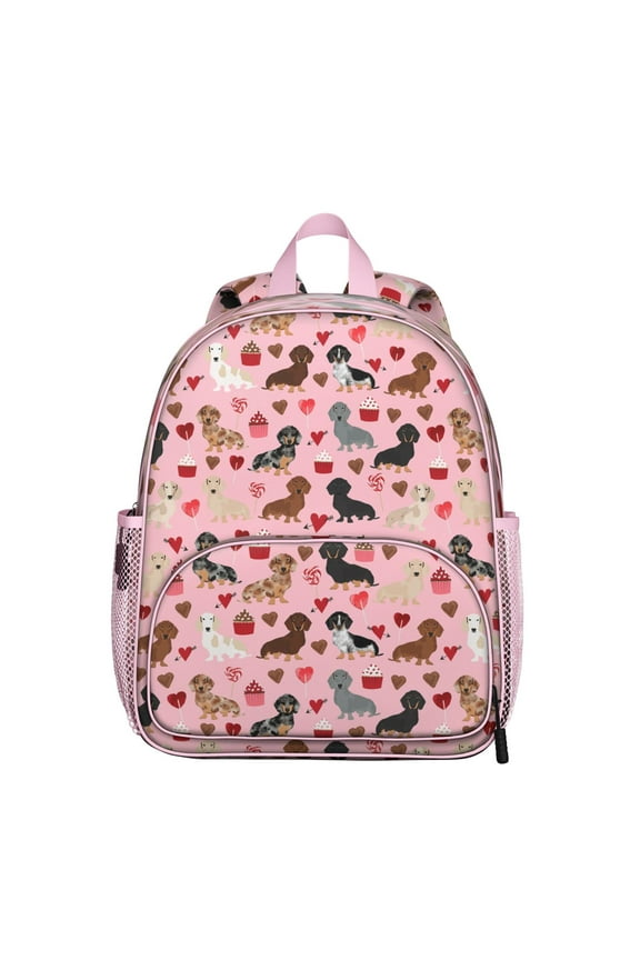 Boho Dog Aesthetic Student Backpack – Playful Puppy Paw Print with Bone and Tail Cartoon Design, Artistic Watercolor Style for School