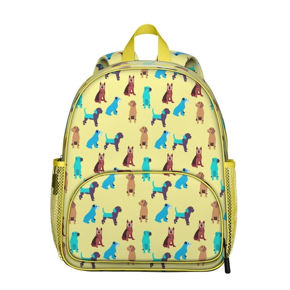 Boho Dog Aesthetic Student Backpack – Playful Puppy Paw Print with Bone and Tail Cartoon Design, Artistic Watercolor Style for School