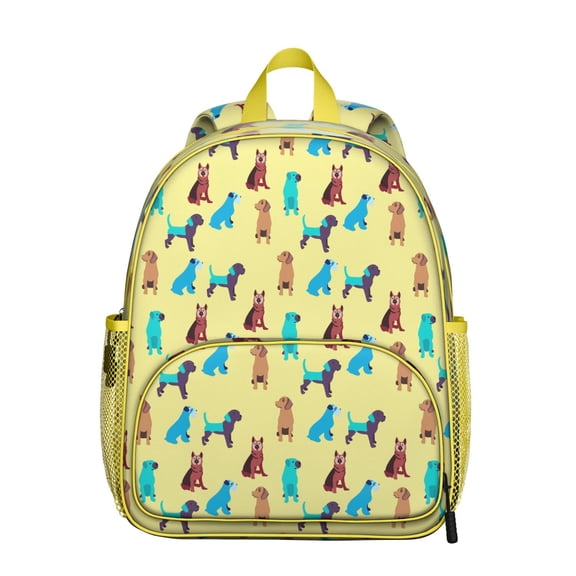 Boho Dog Aesthetic Student Backpack – Playful Puppy Paw Print with Bone and Tail Cartoon Design, Artistic Watercolor Style for School
