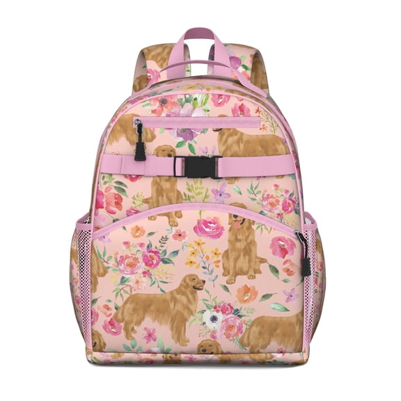 Boho Dog Aesthetic Students Backpack Minimalist Canine Print with Geometric Patterns for School