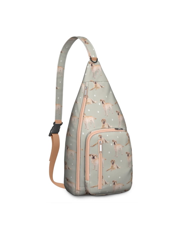 Boho Dog Print Sling Backpack - Geometric Dog Pattern Crossbody Bag (Aesthetic Design, Perfect Dog Lover Gift)