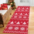 thumbnail image 1 of Boho Door Mat Christmas Area Rug Low-Pile Rug Non-Shedding Rugs Xmas Tree Bathroom Rug Bedroom Bedroom Area Red/White, 1 of 8