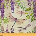 thumbnail image 1 of Boho Dragonflies Fabric By The Yard, Purple Petals Indoor Outdoor Fabric, Watercolor Rustic Upholstery Fabric, Chic Bohemian Decorative Fabric For Upholstery And Home Accents, 2 Yards, 1 of 5