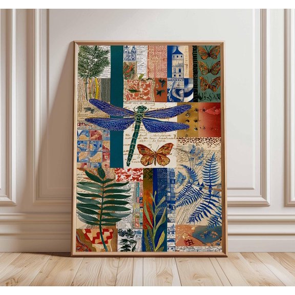 Boho Dragonfly Botanical Poster Unframed Paper Print