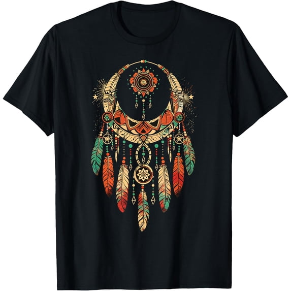 Boho Dreamcatcher - Tribal Feather Design T-Shirt Size S-5XL