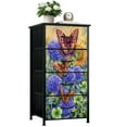 thumbnail image 1 of Boho Dresser for Bedroom with 4 Storage Drawers Dreamlike Watercolor Scene Wildflowers Butterflies Dressers Chest of Drawers Steel Framed Fabric Closet Organizers for Entryway, 1 of 7