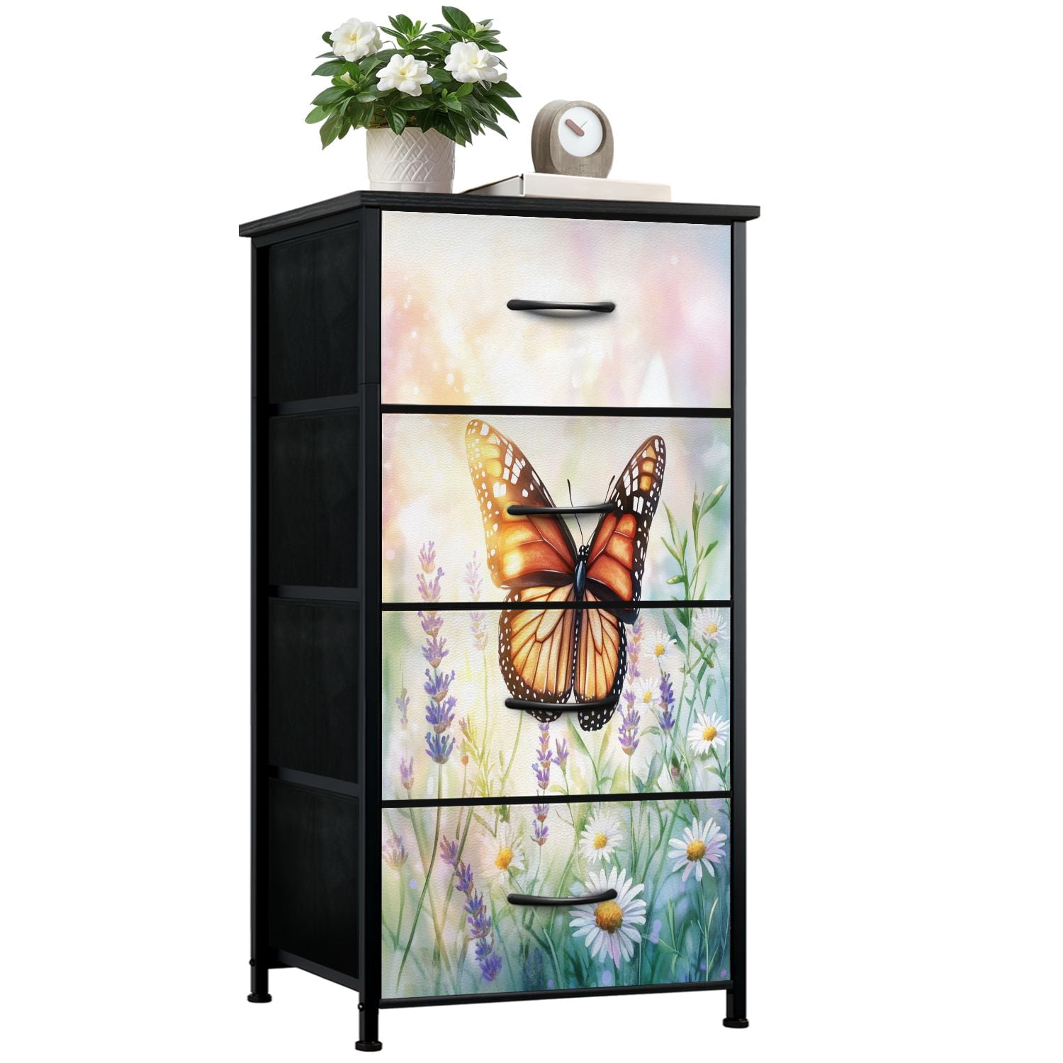 Curated visual reference: Picture Idea: Boho Dresser For Bedroom With 4 Storage Drawers Dreamy Wildflowers
