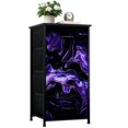 thumbnail image 1 of Boho Dresser for Bedroom with 4 Storage Drawers Marble Blue Ultra Violet Black Abstract Neon Purple Wave Gradient Dressers Chest of Drawers Steel Framed Fabric Closet Organizers for Entryway, 1 of 7